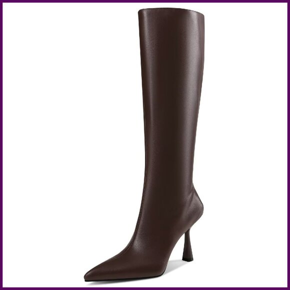 Knee High Boots Women High Heel Pointed Toe Side Zipper Fall Long Boots